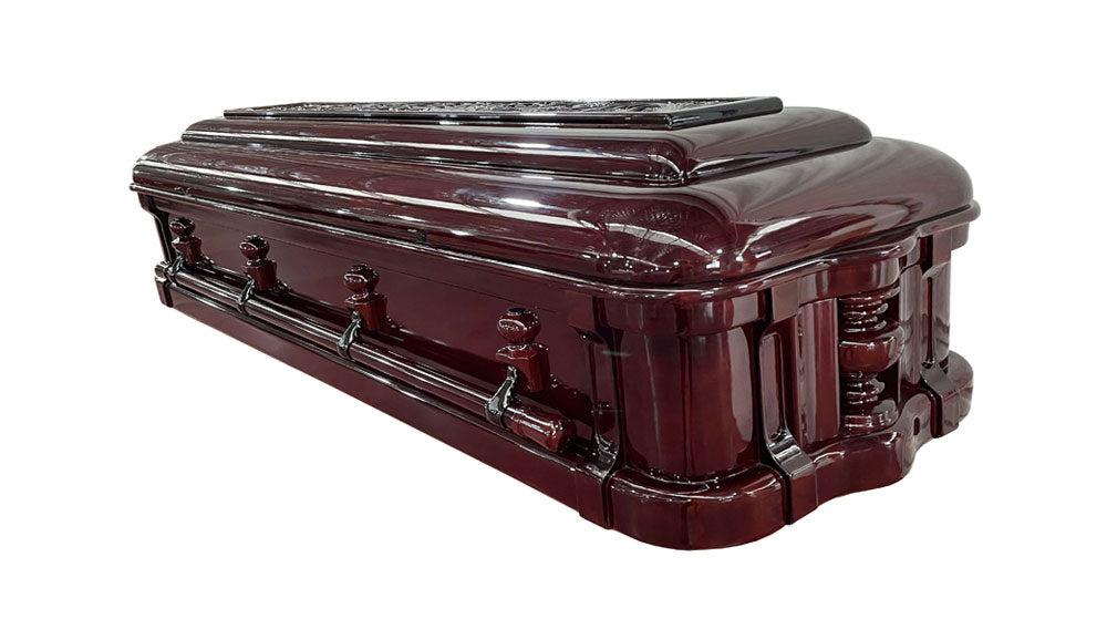 Emperor Carving Solid Mahogany Casket - Rosewood