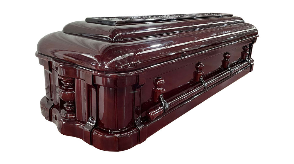 Emperor Carving Solid Mahogany Casket - Rosewood