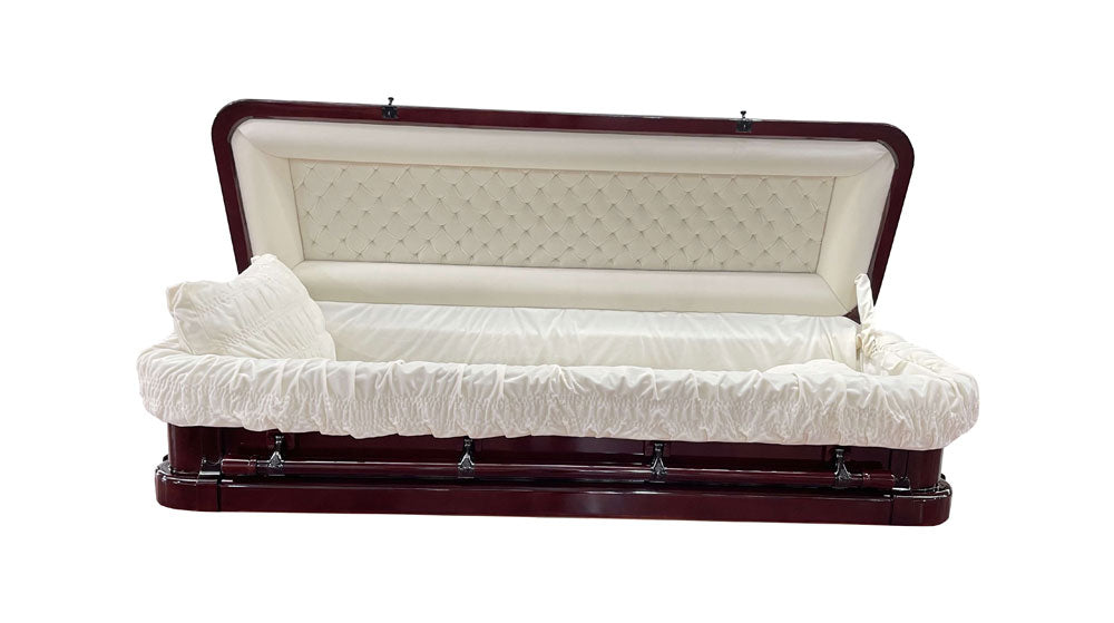 Emperor Carving Solid Mahogany Casket - Rosewood