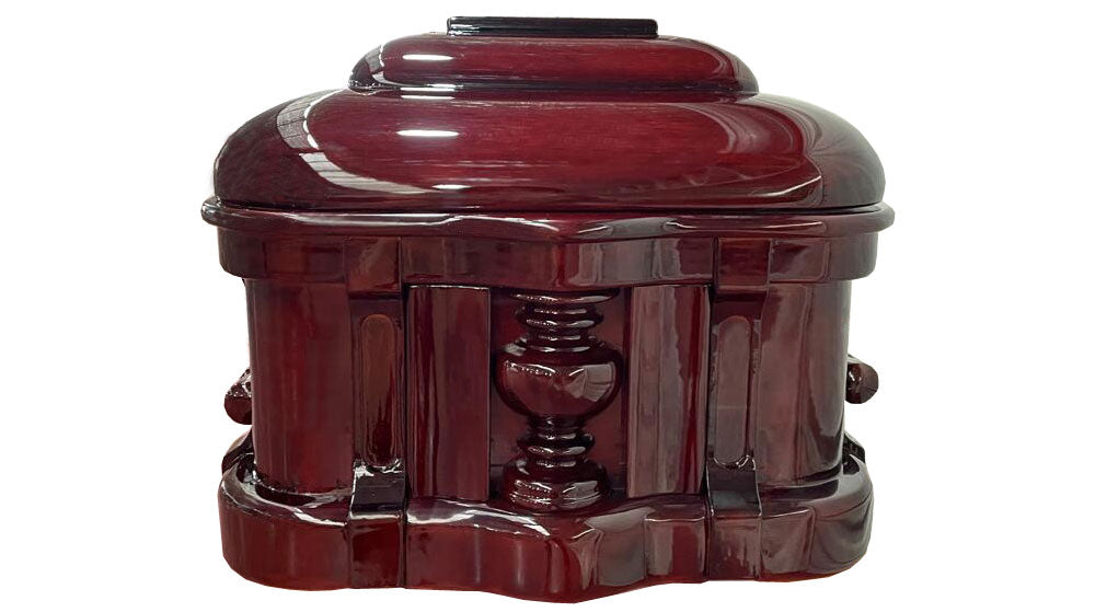 Emperor Carving Solid Mahogany Casket - Rosewood