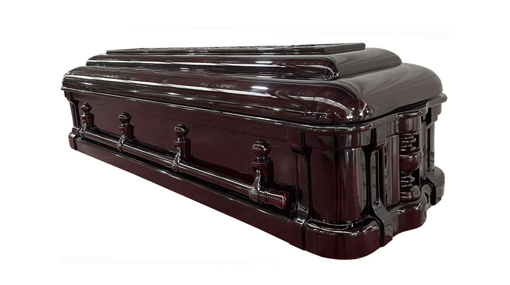 Emperor Carving Solid Mahogany Casket -Dark Cherry