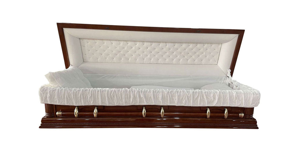 Premium Solid Wood Mahogany Casket - Brown