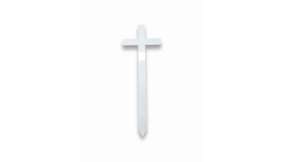 Grave Marker Cross, Wooden Gloss-White