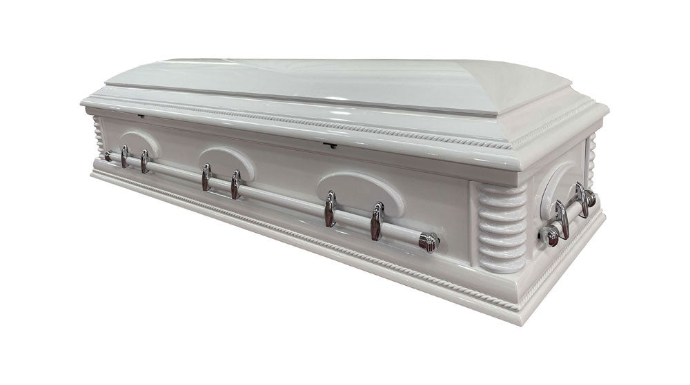 Premium Solid Wood Mahogany Casket -White