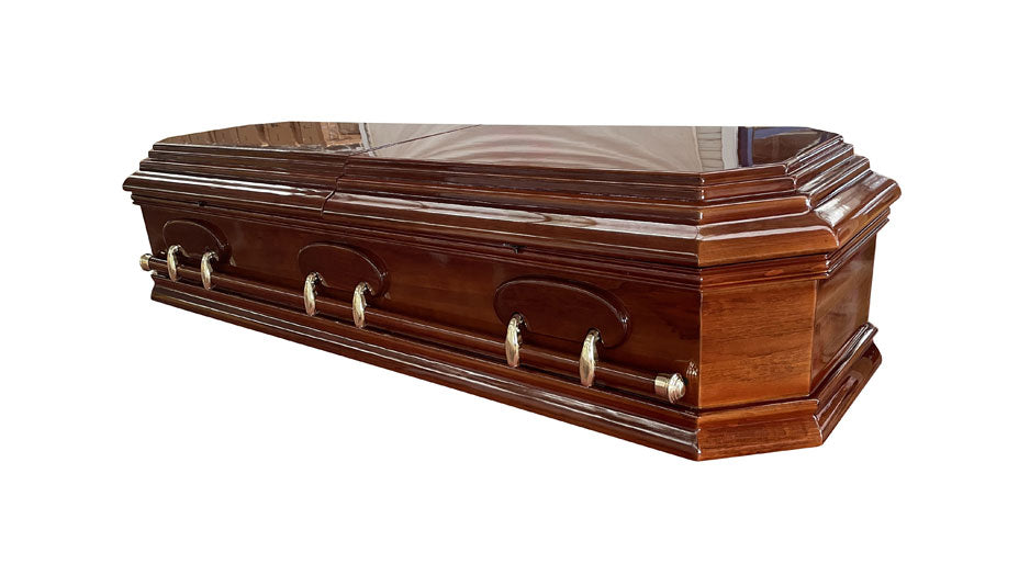 Grecian Urn Casket (Solid Wood - Half Lid) - Brown