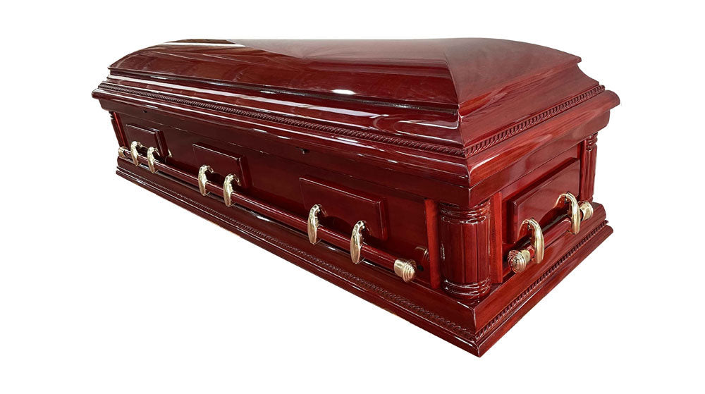 Premium Solid Wood Mahogany Casket - Rosewood