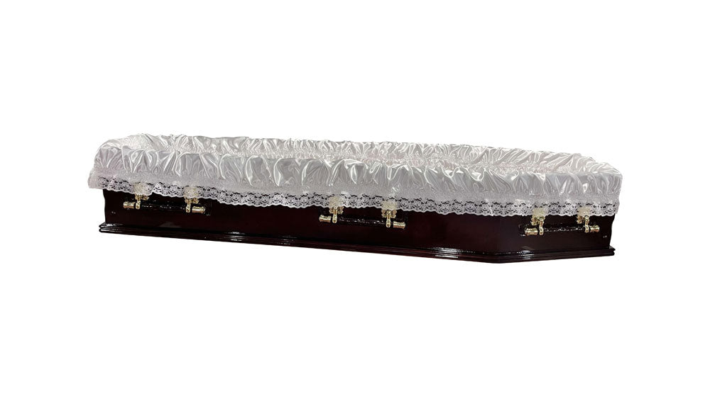 Premium Denman Solid Wood Coffin – Dark Cherry