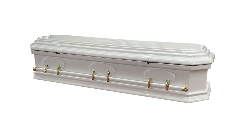 Grecian Urn Casket (Solid Wood - Half Lid) – White