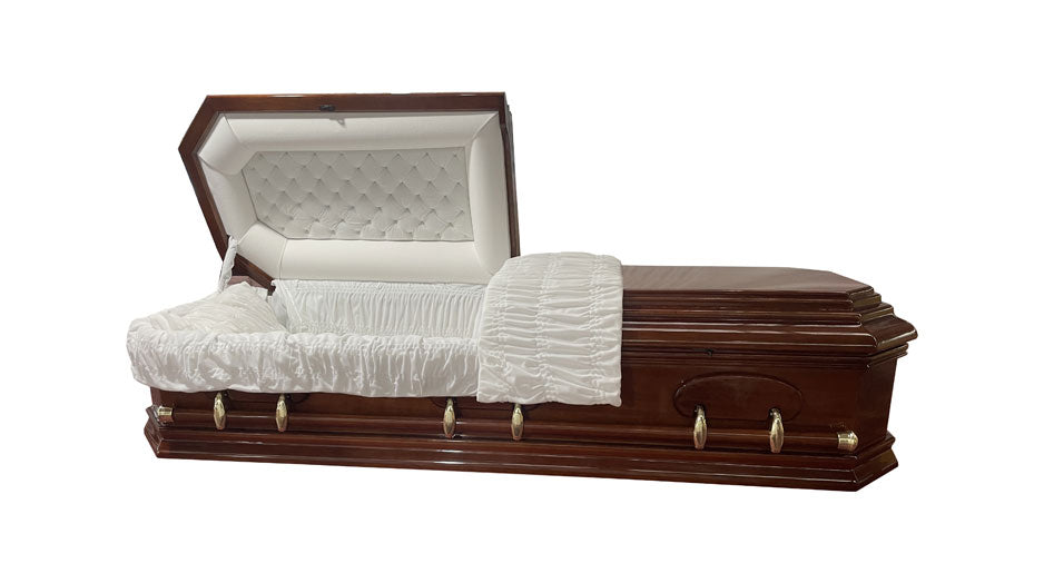 Grecian Urn Casket (Solid Wood - Half Lid) - Brown