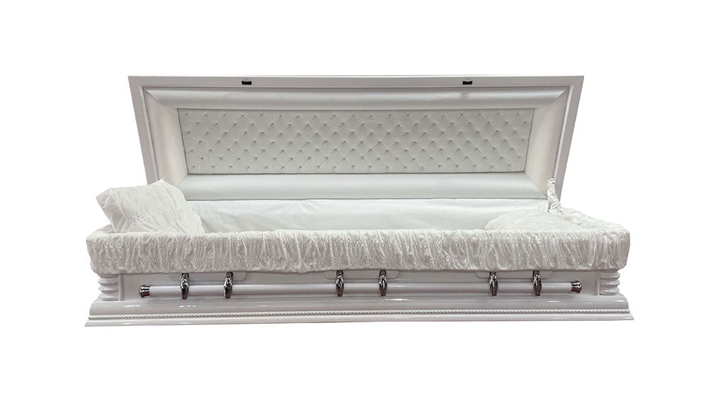 Premium Solid Wood Mahogany Casket -White