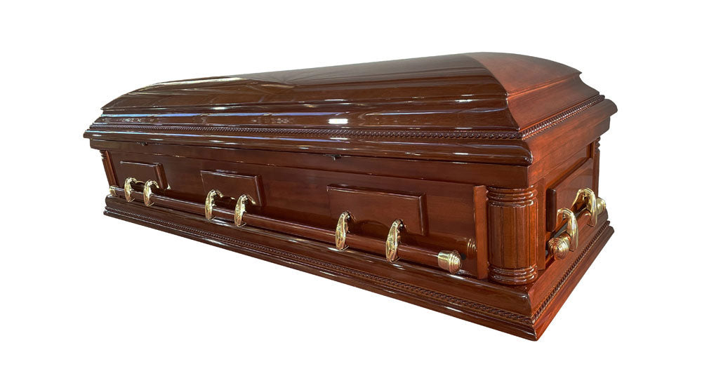 Premium Solid Wood Mahogany Casket - Brown