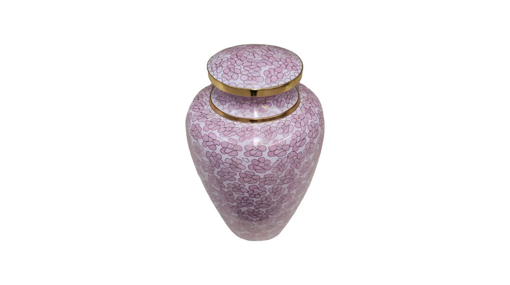 Pink Flora Cloisonne Urn - Pink, Gold