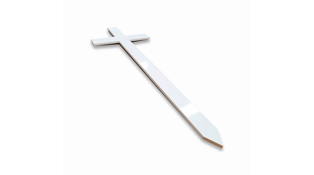 Grave Marker Cross, Wooden Gloss-White