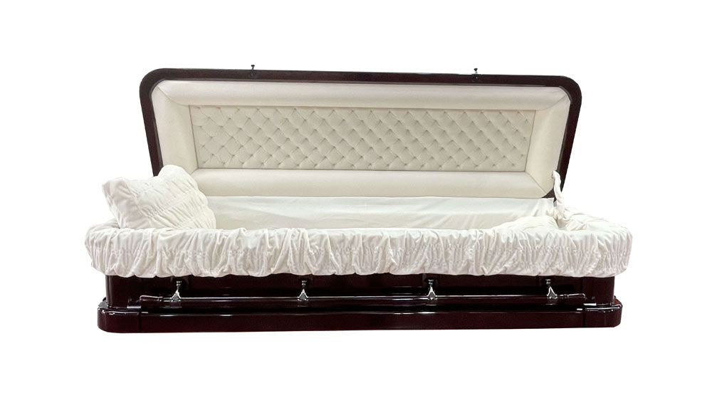 Emperor Carving Solid Mahogany Casket -Dark Cherry
