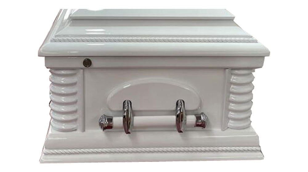 Premium Solid Wood Mahogany Casket -White