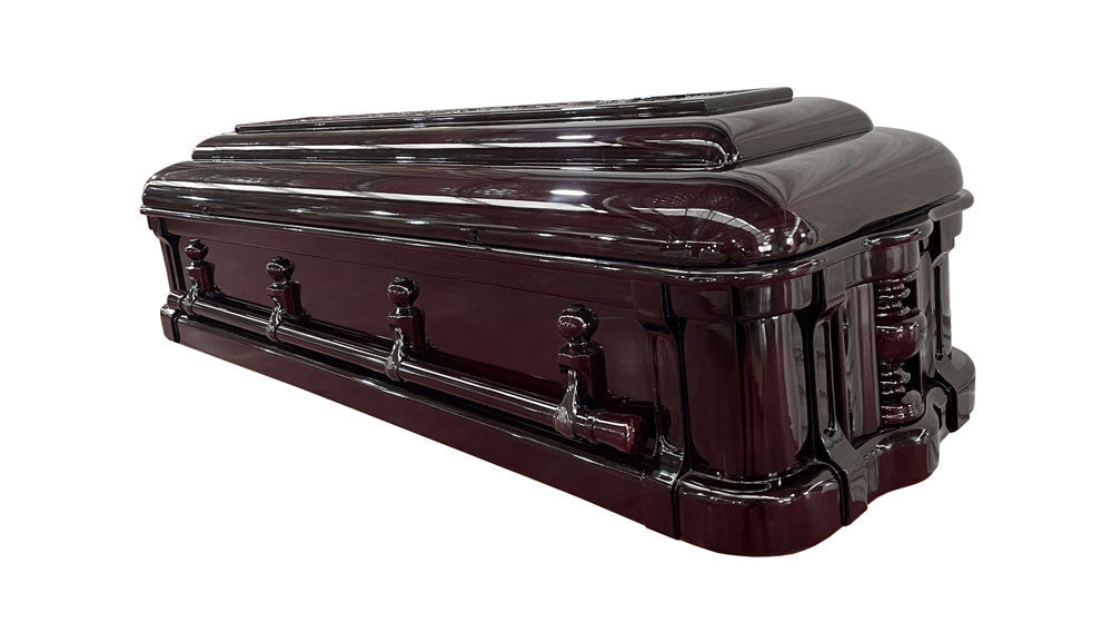 Emperor Carving Solid Mahogany Casket -Dark Cherry