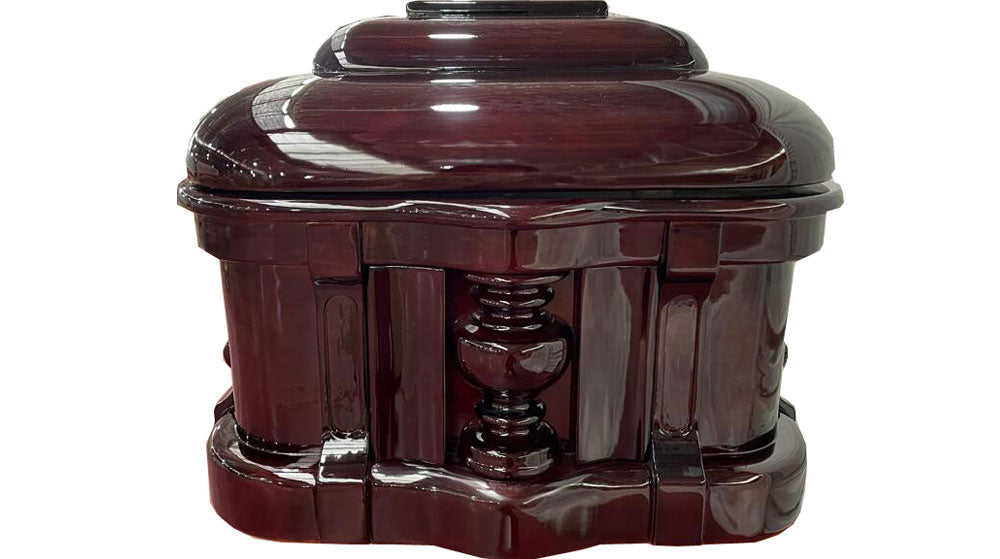 Emperor Carving Solid Mahogany Casket -Dark Cherry