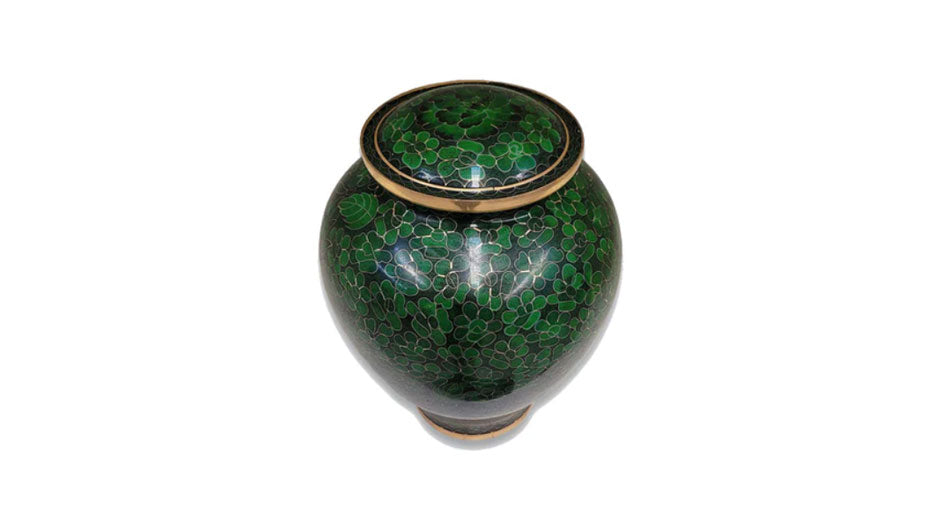 Deep Forest Cloisonne Urn - Green, Gold