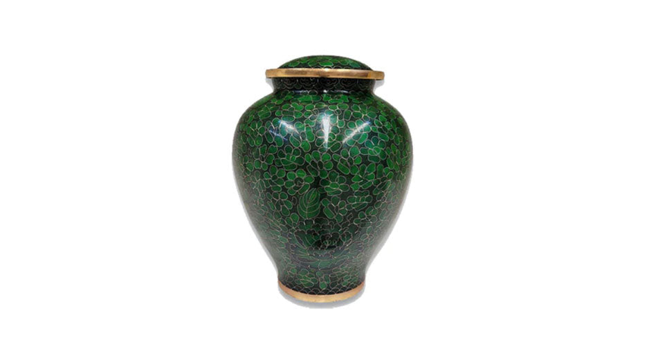 Deep Forest Cloisonne Urn - Green, Gold