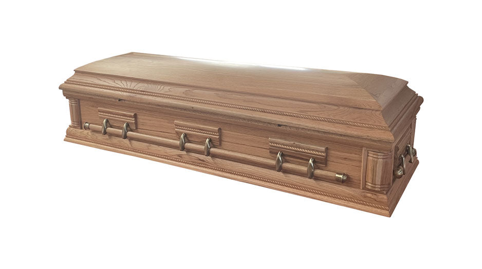 Premium Solid Oakwood Casket (Full Lid) -Natural Oak