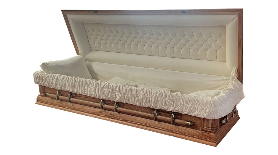 Premium Solid Oakwood Casket (Full Lid) -Natural Oak