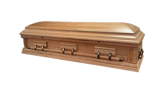 Premium Solid Oakwood Casket (Half Lid) -Natural Oak