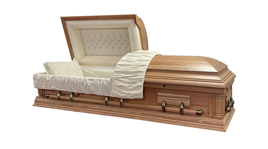 Premium Solid Oakwood Casket (Half Lid) -Natural Oak