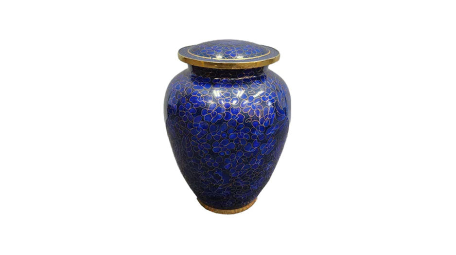 Blue Night Cloisonne Urn - Blue, Gold
