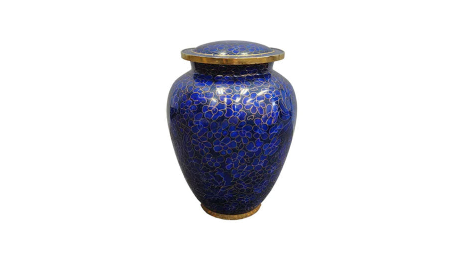 Blue Night Cloisonne Urn - Blue, Gold