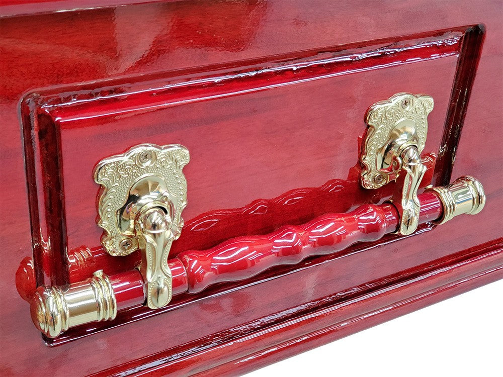 Traditional Denman Triple Raised Lid Coffin – Red Cherry
