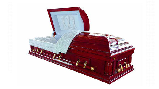 Majestic Solid Oak Casket - Red