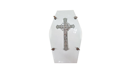 Crucifixion Cross Decore, Wide - Silver Patterned