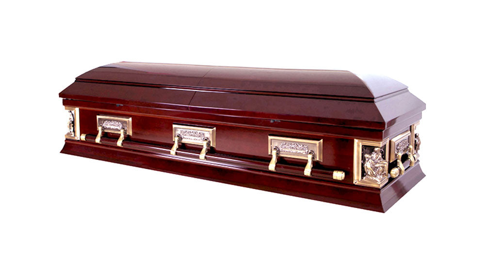 Premium Last Supper & Pieta Casket (Solid Wood) – Rosewood