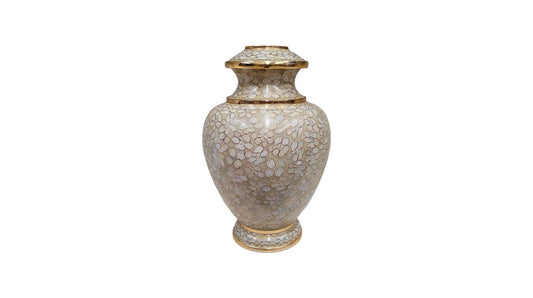 Angels Touch Cloisonne Urn - Cream, Gold