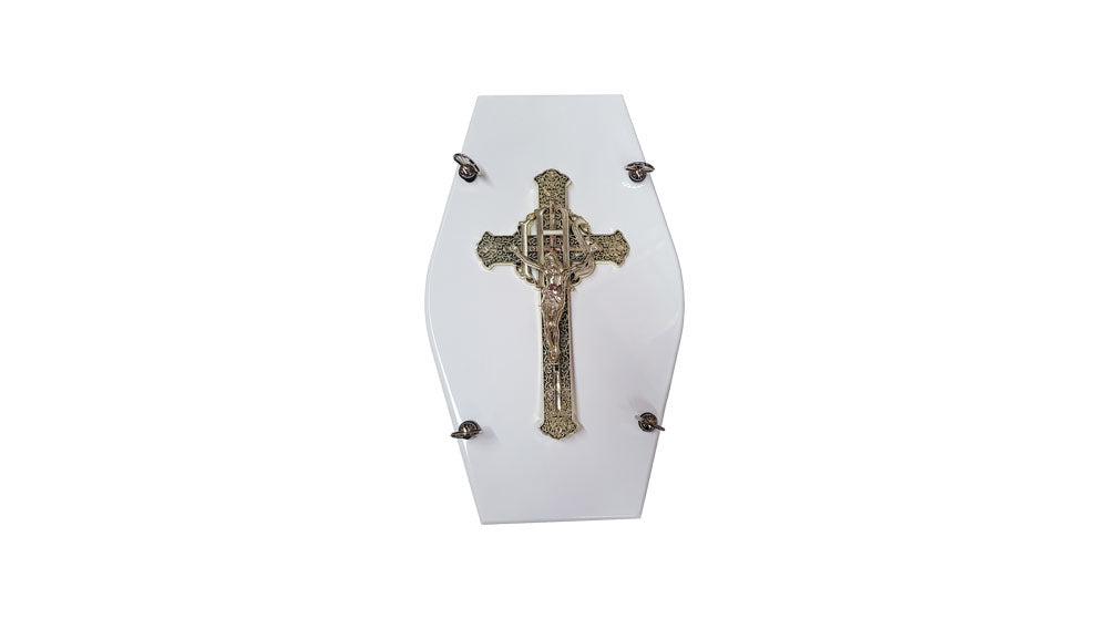 Crucifixion Cross Decore, Wide - Gold Patterned