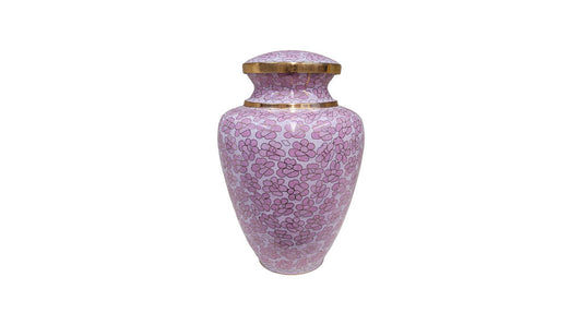 Pink Flora Cloisonne Urn - Pink, Gold