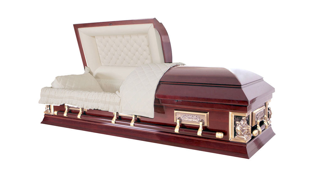 Premium Last Supper & Pieta Casket (Solid Wood) – Rosewood