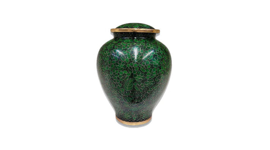 Deep Forest Cloisonne Urn - Green, Gold