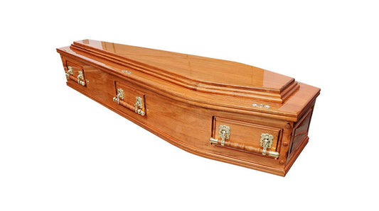 Traditional Denman Triple Raised Lid Coffin - Brown