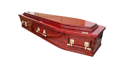 Traditional Denman Triple Raised Lid Coffin – Red Cherry